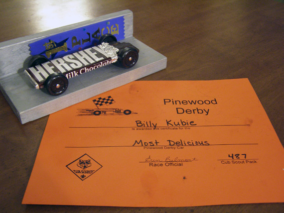 After Billy's car won the pinewood derby